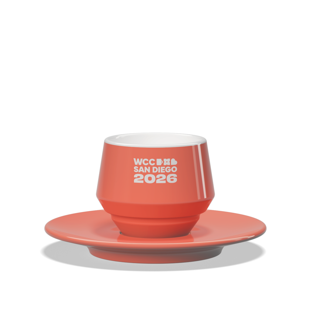 1 x Maniko Double Coffee Cup with Saucer - WLAC San Diego 2026 Official Mug