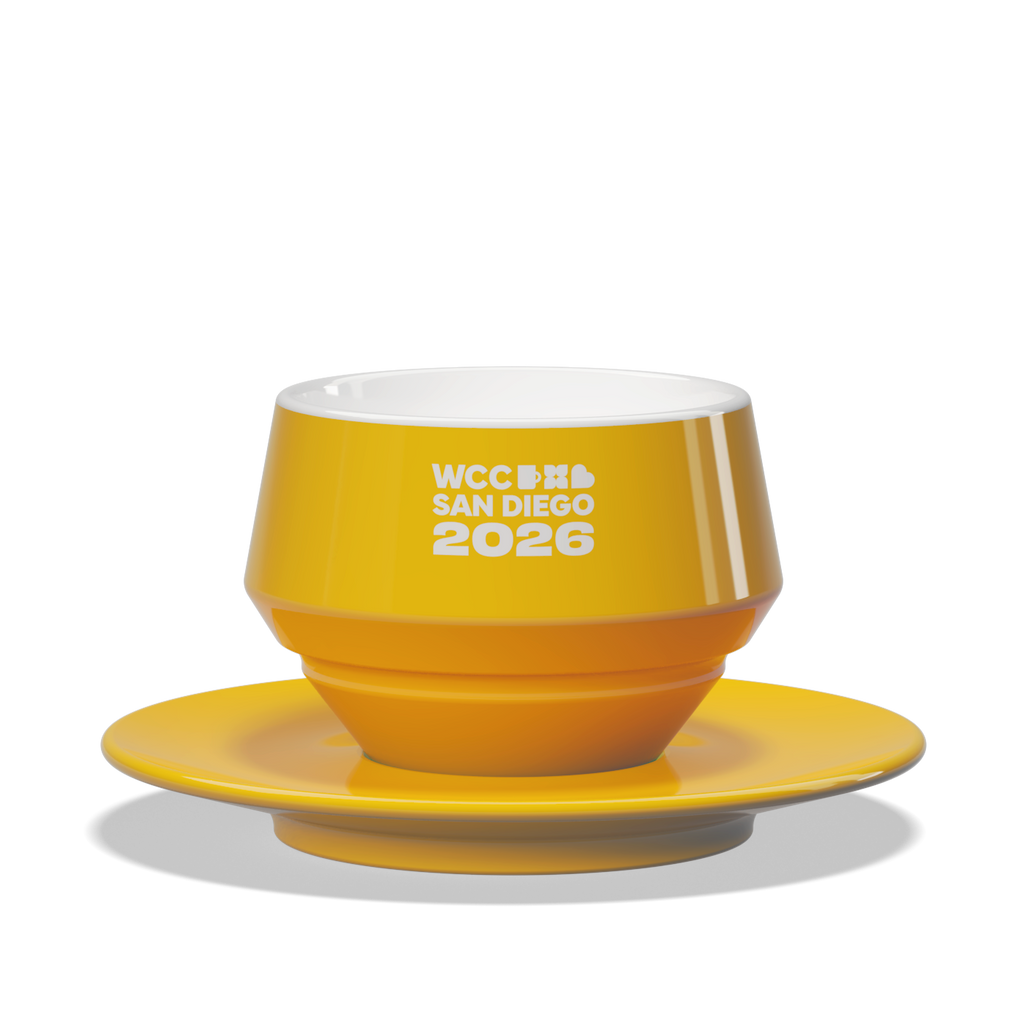 1 x Maniko milk cup with saucer - WLAC San Diego 2026 Official Mug